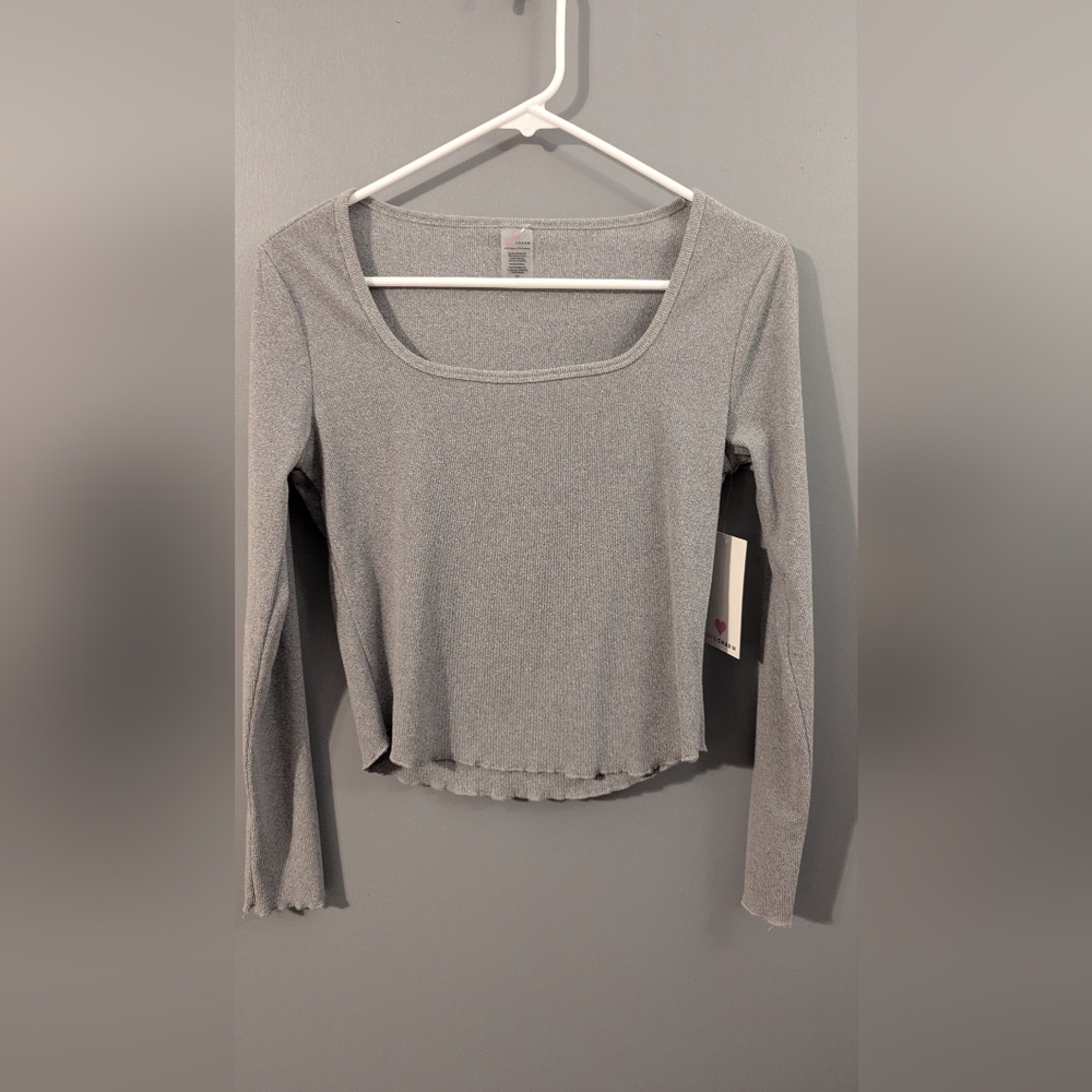 Love Charms Grey Long Sleeve Crop Top